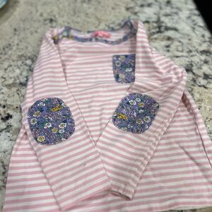 Bisby Pink Striped Floral Trim Shirt